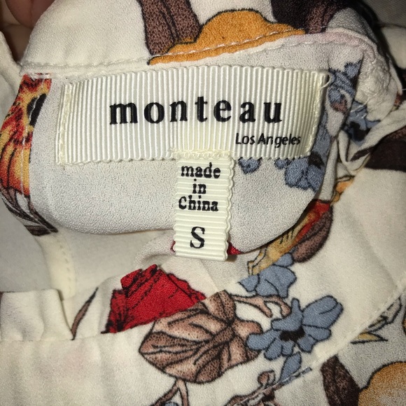 MONTEAU Cream & Orange Cold Shoulder Floral Top - Picture 5 of 5